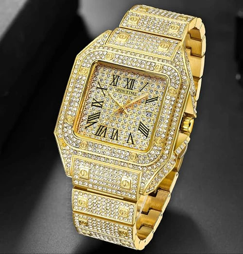 Gold Iced Out Stone Square