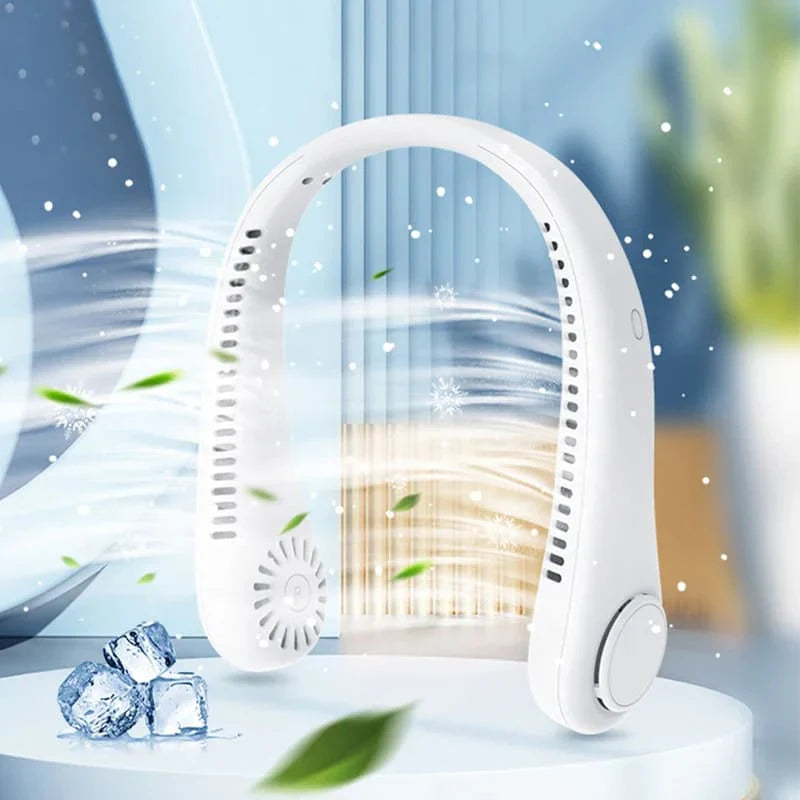 Portable Neck Hanging Rechargeable Fan .