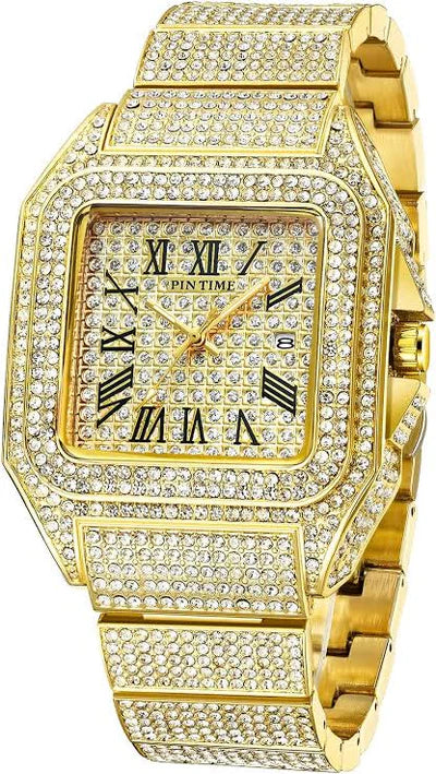 Gold Iced Out Stone Square